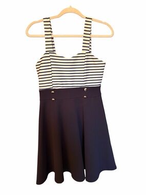 Black Collection Navy Nautical type dress-Sweetheart neckline-Flare skirt-Small